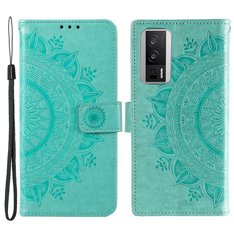 Mandala knížkové pouzdro na Xiaomi Poco F5 Pro - modrozelené