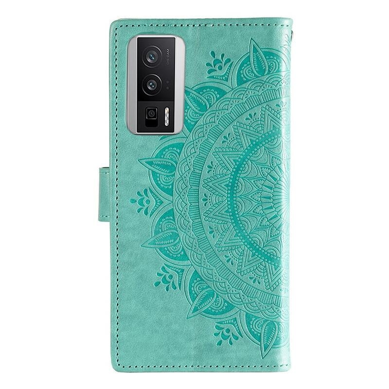 Mandala knížkové pouzdro na Xiaomi Poco F5 Pro - modrozelené