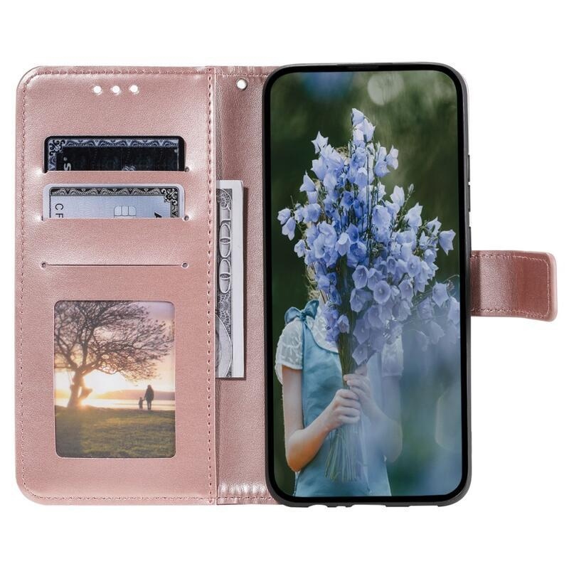 Mandala knížkové pouzdro na Xiaomi Poco F5 - růžovozlaté
