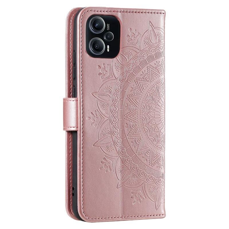 Mandala knížkové pouzdro na Xiaomi Poco F5 - růžovozlaté