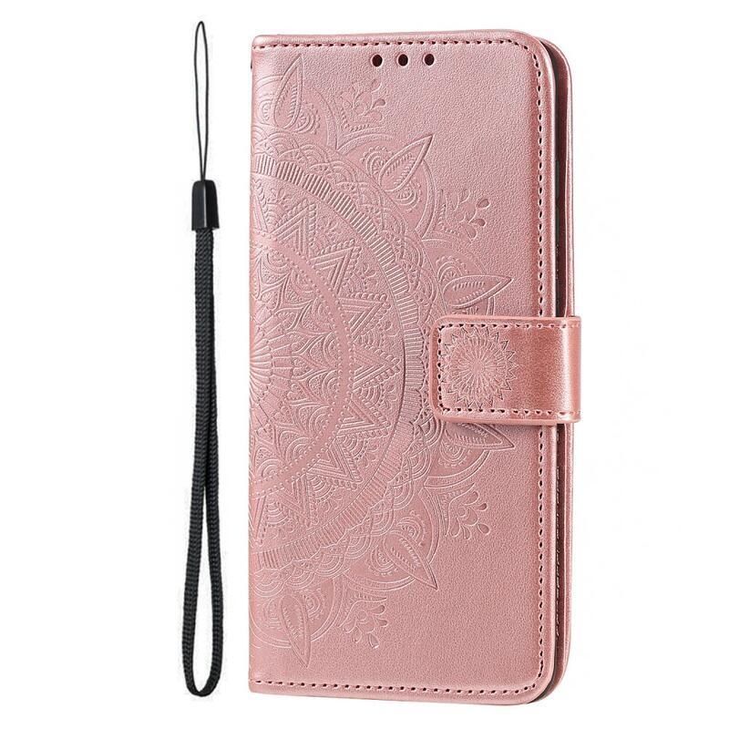 Mandala knížkové pouzdro na Xiaomi Poco F5 - růžovozlaté