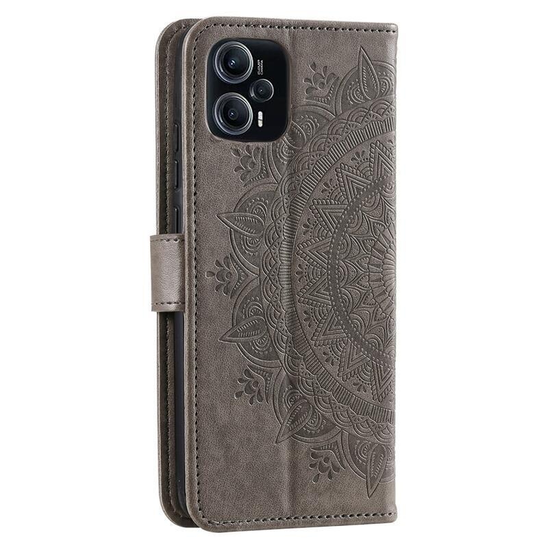 Mandala knížkové pouzdro na Xiaomi Poco F5 - šedé