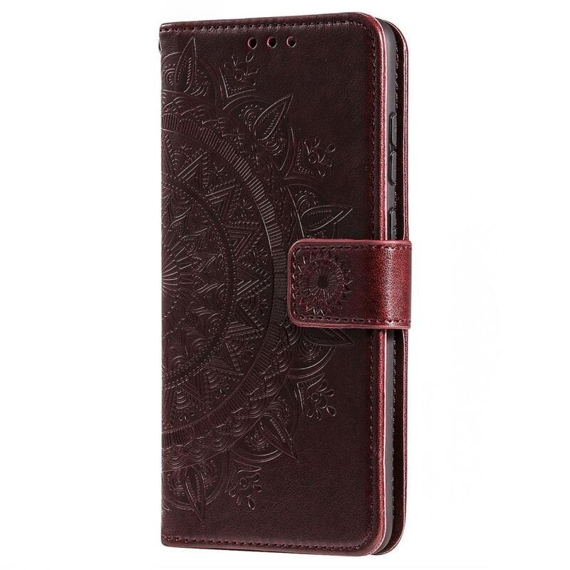 Mandala knížkové pouzdro na Xiaomi Redmi 10A - hnědé