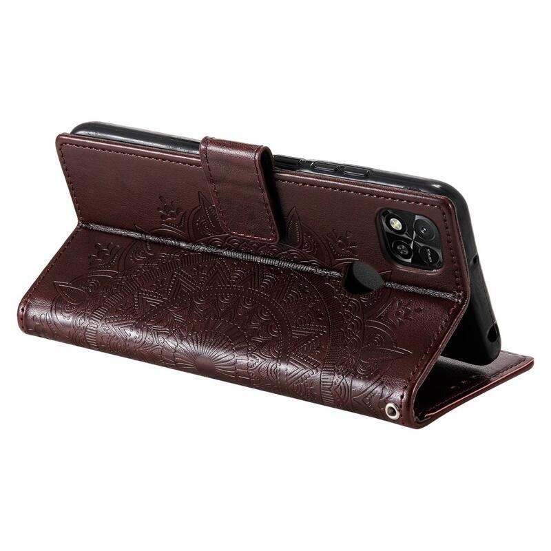 Mandala knížkové pouzdro na Xiaomi Redmi 10A - hnědé