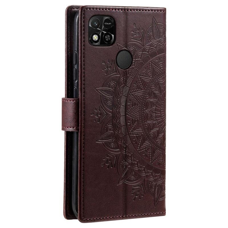 Mandala knížkové pouzdro na Xiaomi Redmi 10A - hnědé