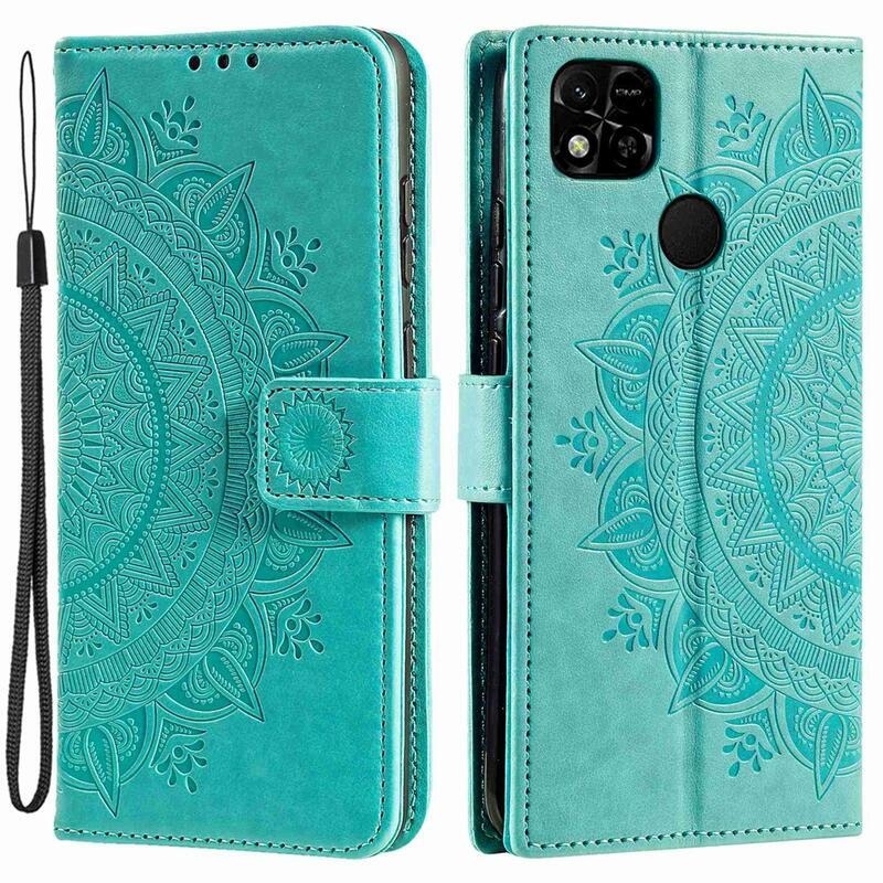 Mandala knížkové pouzdro na Xiaomi Redmi 10A - modrozelené
