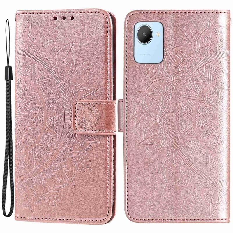 Mandala knížkové pouzdro na Xiaomi Redmi 10A - růžovozlaté