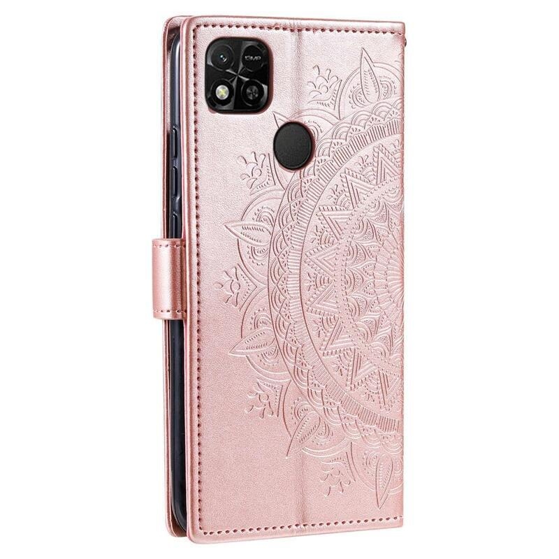Mandala knížkové pouzdro na Xiaomi Redmi 10A - růžovozlaté