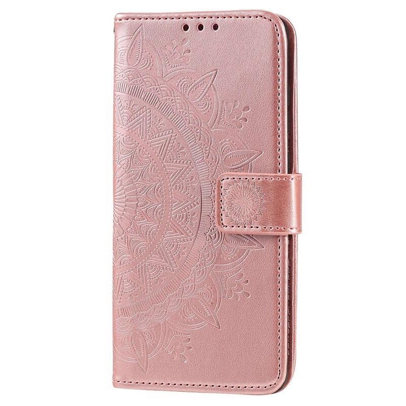 Mandala knížkové pouzdro na Xiaomi Redmi 10A - růžovozlaté