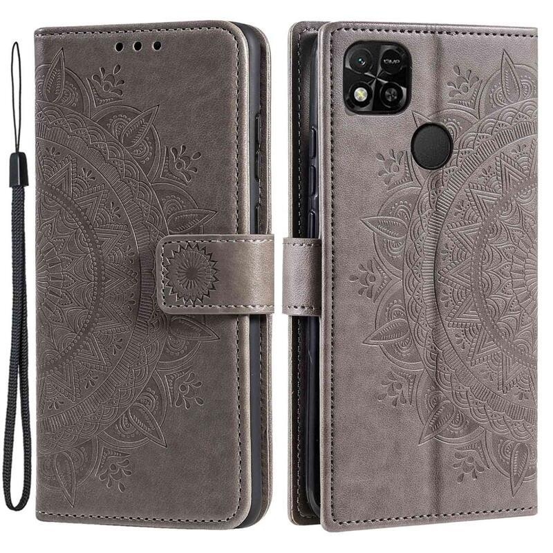 Mandala knížkové pouzdro na Xiaomi Redmi 10A - šedé
