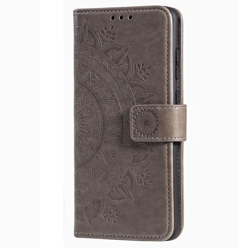 Mandala knížkové pouzdro na Xiaomi Redmi 10A - šedé