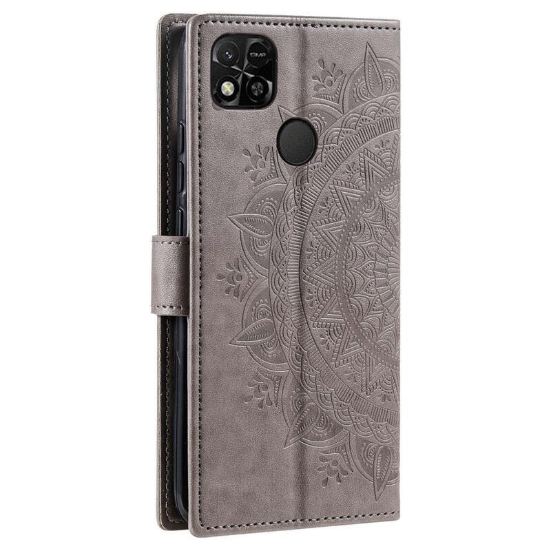 Mandala knížkové pouzdro na Xiaomi Redmi 10A - šedé