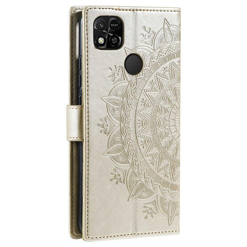 Mandala knížkové pouzdro na Xiaomi Redmi 10A - zlaté