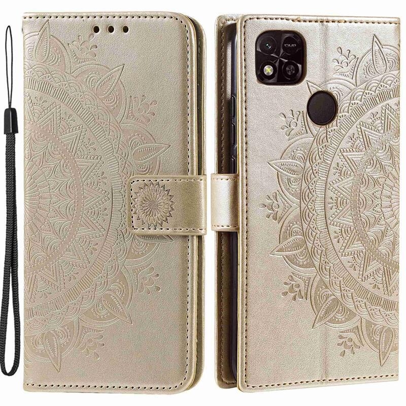 Mandala knížkové pouzdro na Xiaomi Redmi 10A - zlaté