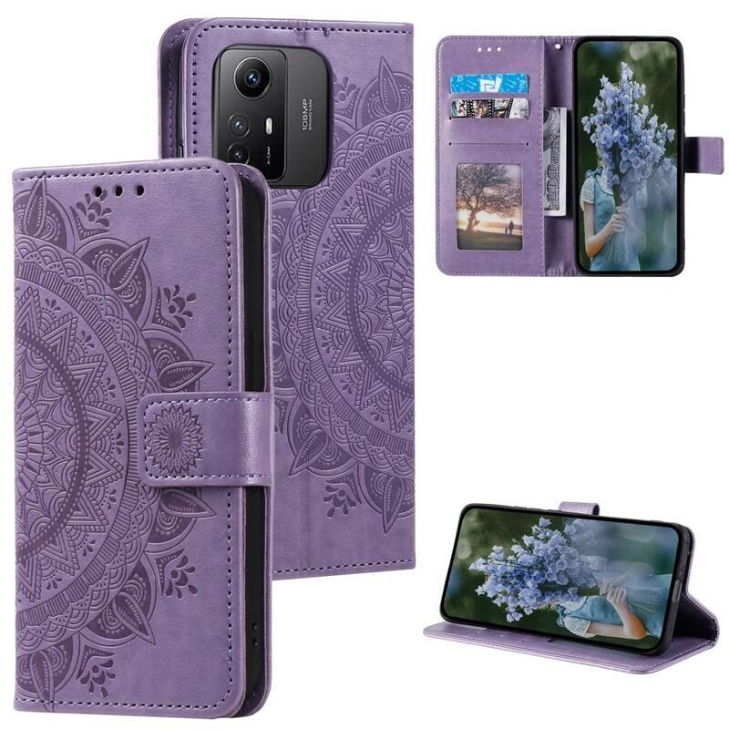 Mandala knížkové pouzdro na Xiaomi Redmi Note 12S - fialové