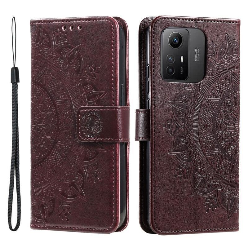 Mandala knížkové pouzdro na Xiaomi Redmi Note 12S - hnědé