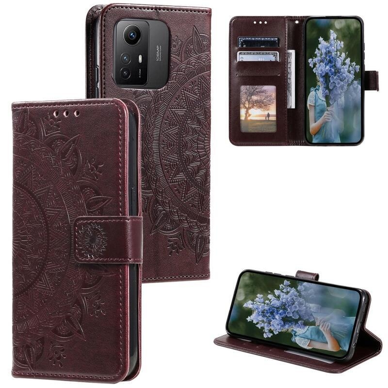 Mandala knížkové pouzdro na Xiaomi Redmi Note 12S - hnědé