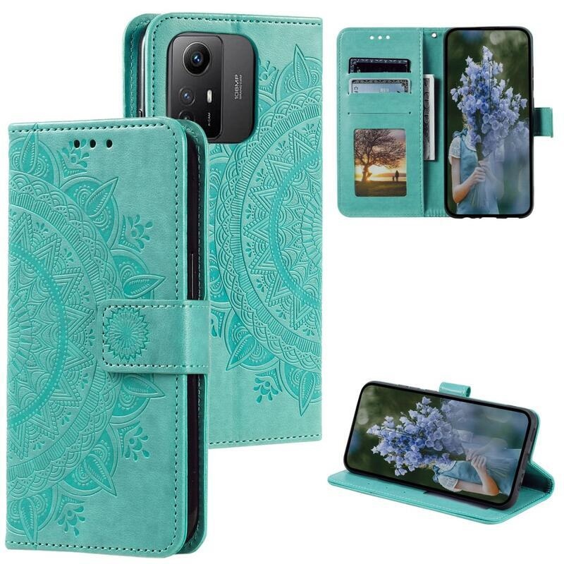 Mandala knížkové pouzdro na Xiaomi Redmi Note 12S - modrozelené