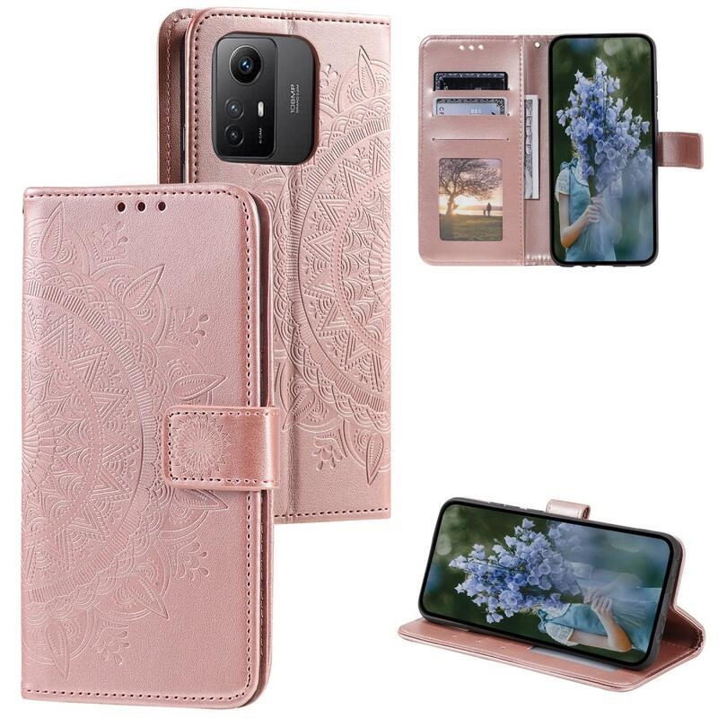 Mandala knížkové pouzdro na Xiaomi Redmi Note 12S - růžovozlaté