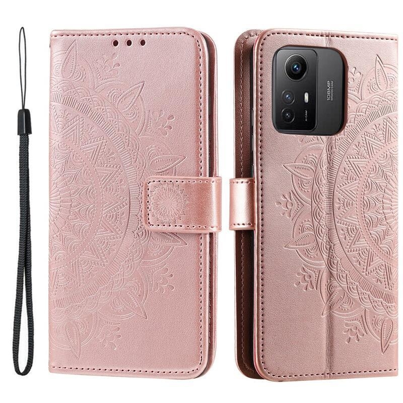 Mandala knížkové pouzdro na Xiaomi Redmi Note 12S - růžovozlaté