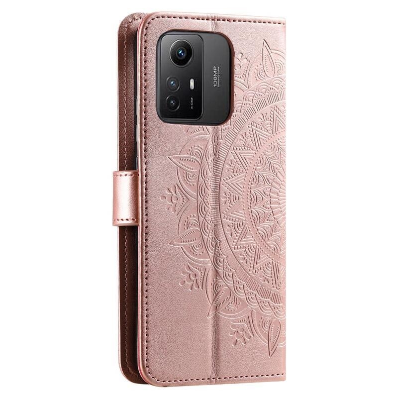 Mandala knížkové pouzdro na Xiaomi Redmi Note 12S - růžovozlaté