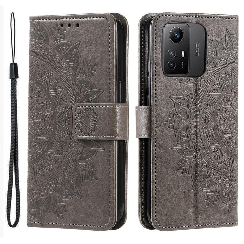 Mandala knížkové pouzdro na Xiaomi Redmi Note 12S - šedé