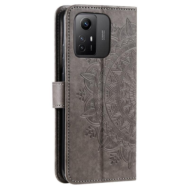 Mandala knížkové pouzdro na Xiaomi Redmi Note 12S - šedé