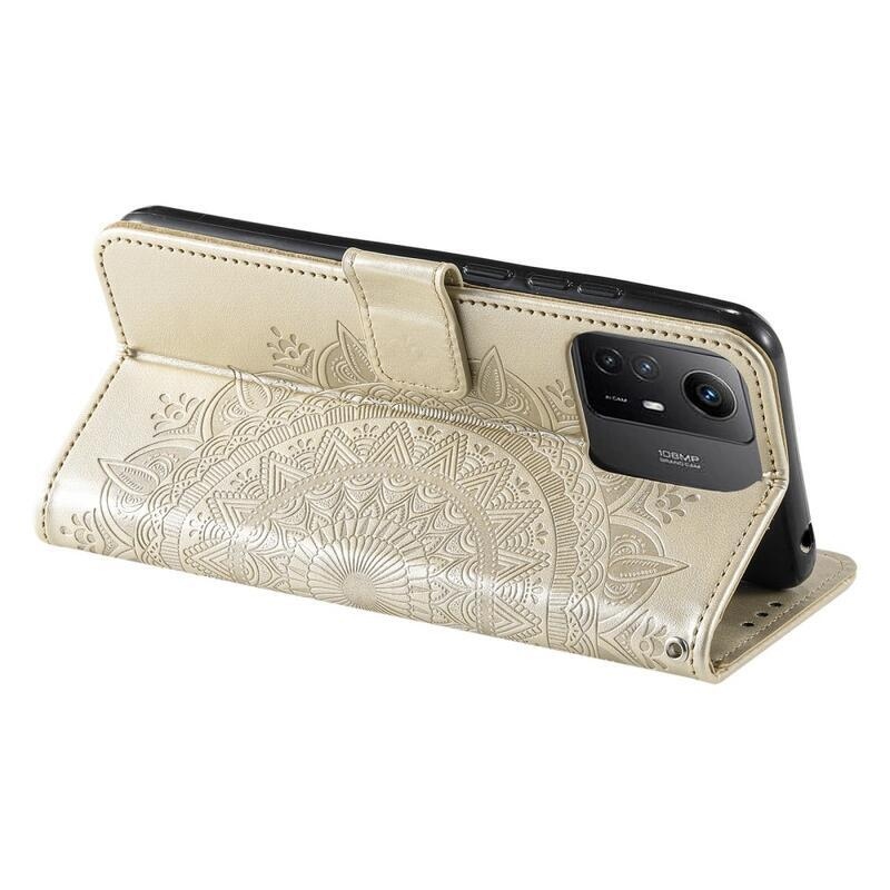 Mandala knížkové pouzdro na Xiaomi Redmi Note 12S - zlaté