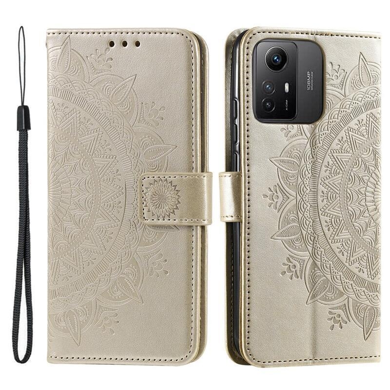 Mandala knížkové pouzdro na Xiaomi Redmi Note 12S - zlaté