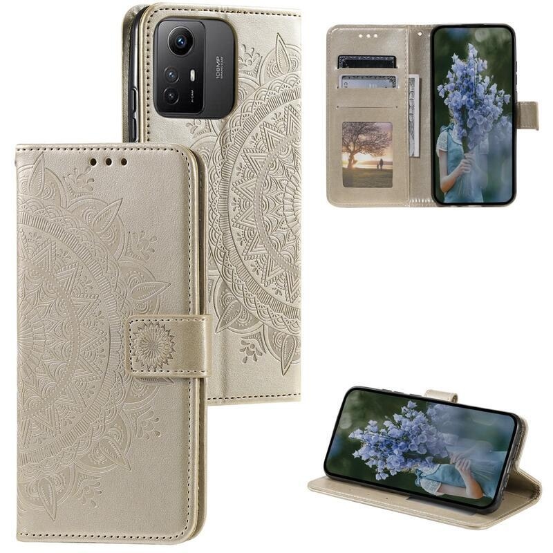 Mandala knížkové pouzdro na Xiaomi Redmi Note 12S - zlaté