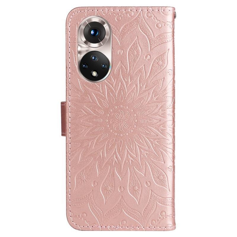 Mandala PU kožené peněženkové pouzdro na mobil Huawei Nova 9/Honor 50 - růžovozlaté