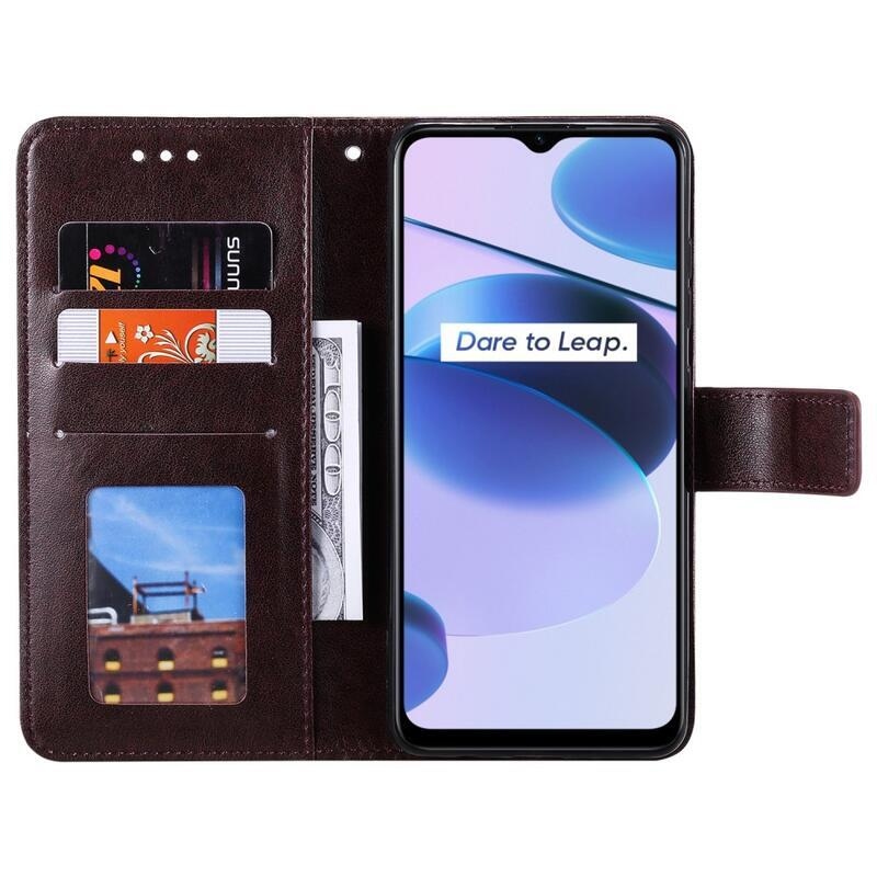 Mandala PU kožené peněženkové pouzdro na mobil Realme C35 - hnědé