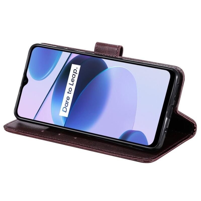 Mandala PU kožené peněženkové pouzdro na mobil Realme C35 - hnědé