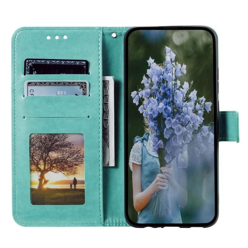 Mandala PU kožené peněženkové pouzdro na mobil Samsung Galaxy M13 4G - azurové