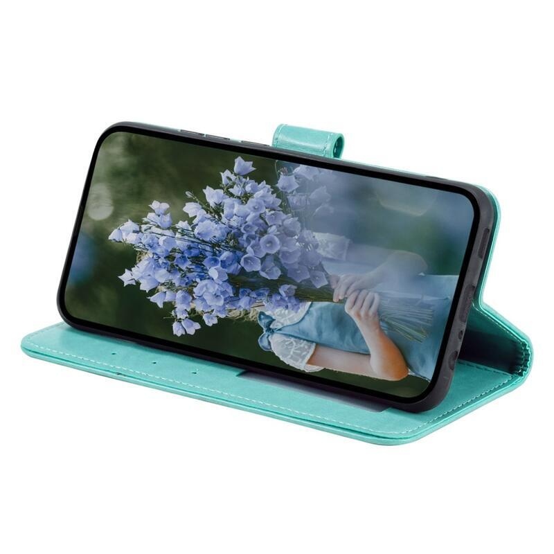 Mandala PU kožené peněženkové pouzdro na mobil Samsung Galaxy M13 4G - azurové