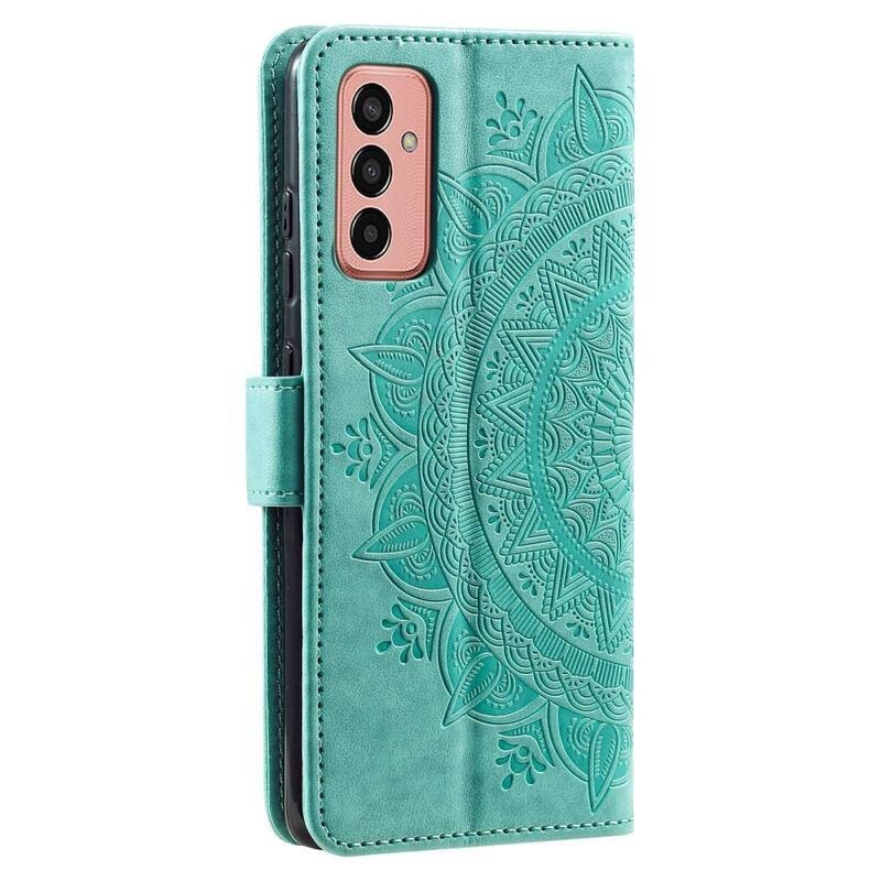 Mandala PU kožené peněženkové pouzdro na mobil Samsung Galaxy M13 4G - azurové