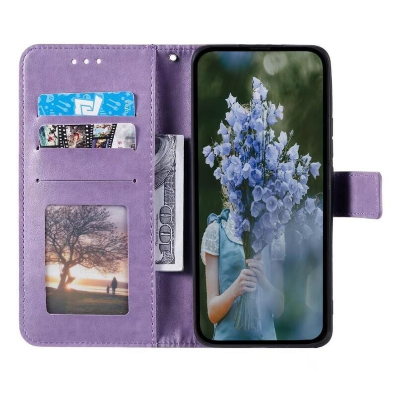 Mandala PU kožené peněženkové pouzdro na mobil Samsung Galaxy M13 4G - fialové