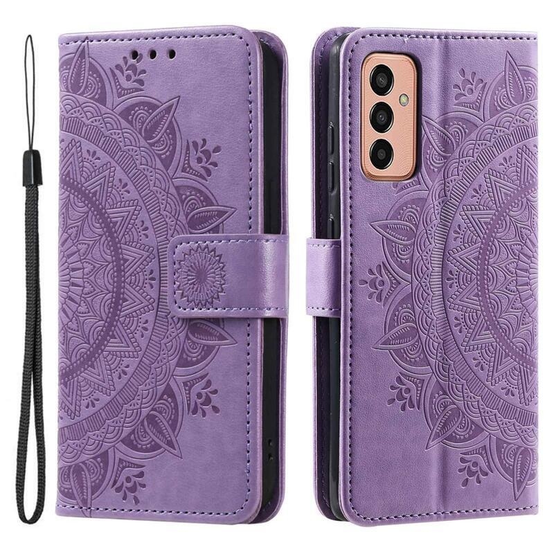 Mandala PU kožené peněženkové pouzdro na mobil Samsung Galaxy M13 4G - fialové