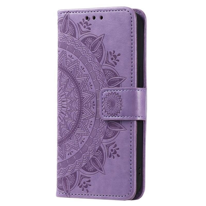 Mandala PU kožené peněženkové pouzdro na mobil Samsung Galaxy M13 4G - fialové