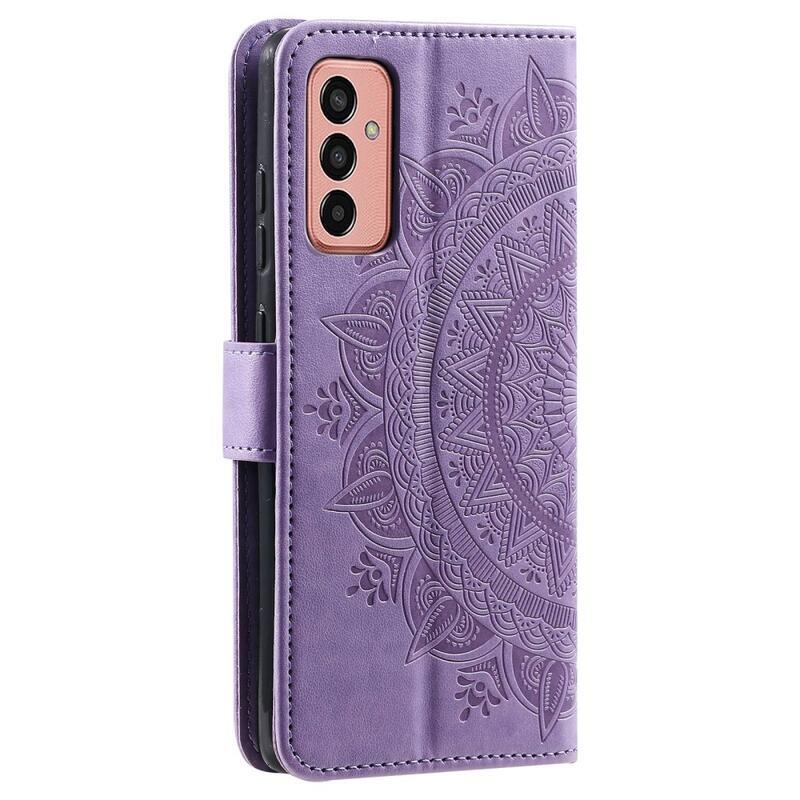 Mandala PU kožené peněženkové pouzdro na mobil Samsung Galaxy M13 4G - fialové