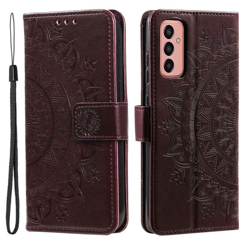 Mandala PU kožené peněženkové pouzdro na mobil Samsung Galaxy M13 4G - hnědé