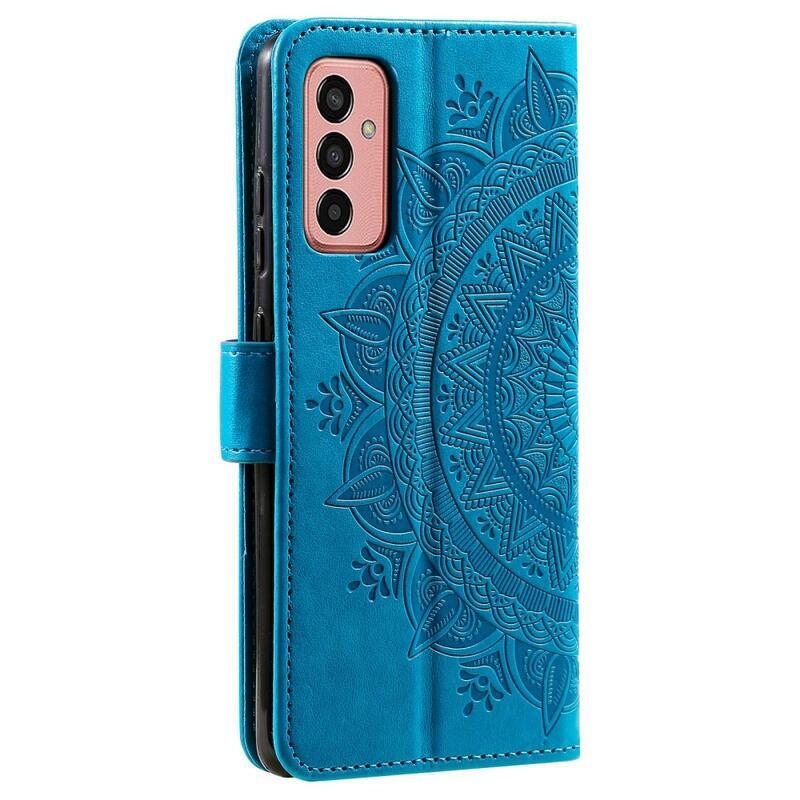 Mandala PU kožené peněženkové pouzdro na mobil Samsung Galaxy M13 4G - modré
