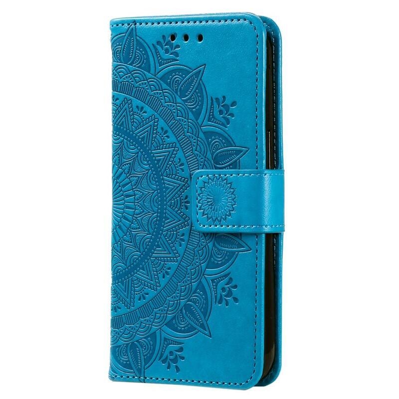 Mandala PU kožené peněženkové pouzdro na mobil Samsung Galaxy M13 4G - modré