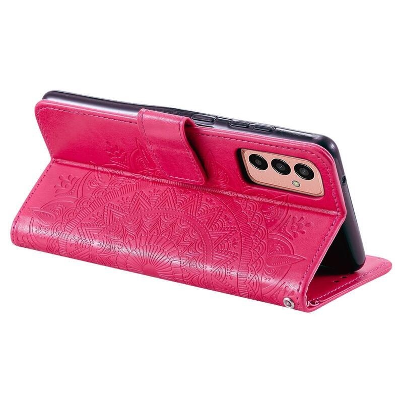 Mandala PU kožené peněženkové pouzdro na mobil Samsung Galaxy M13 4G - rose