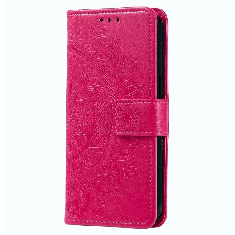 Mandala PU kožené peněženkové pouzdro na mobil Samsung Galaxy M13 4G - rose