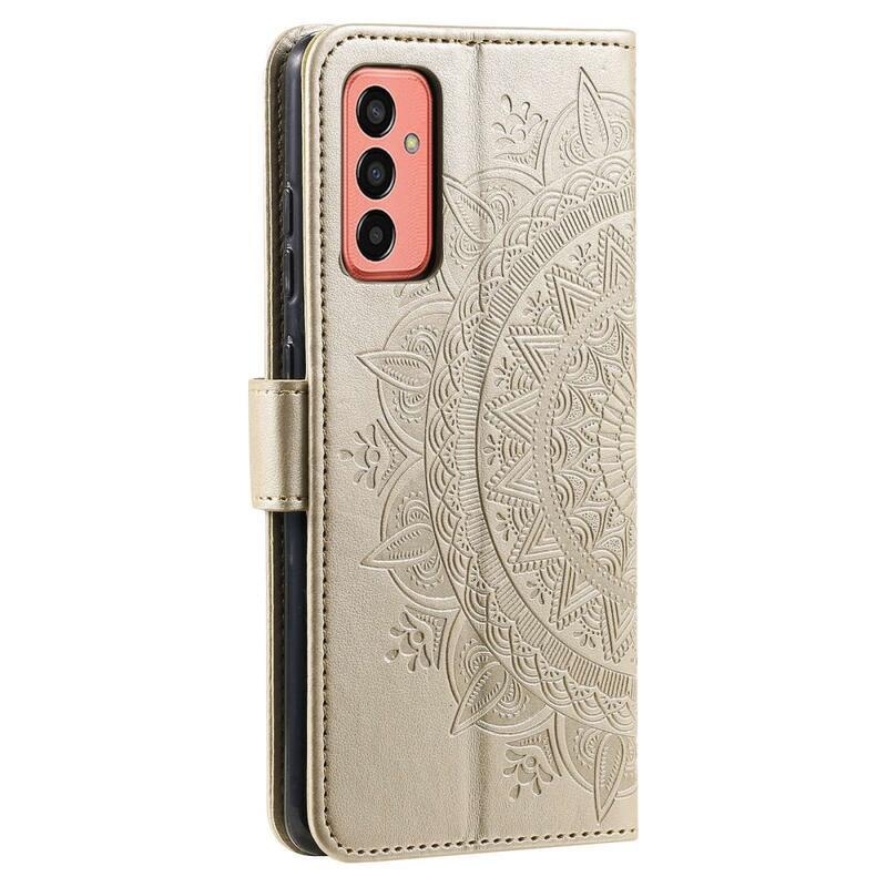 Mandala PU kožené peněženkové pouzdro na mobil Samsung Galaxy M13 4G - zlaté