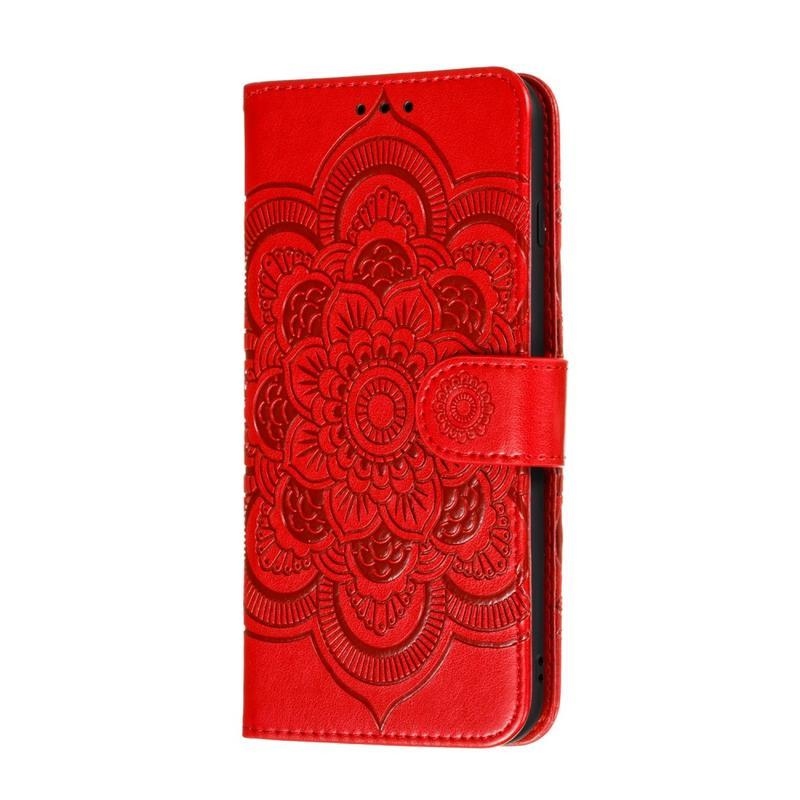 Mandala PU kožené peněženkové pouzdro na mobil Samsung Galaxy Note 10 Lite - červené