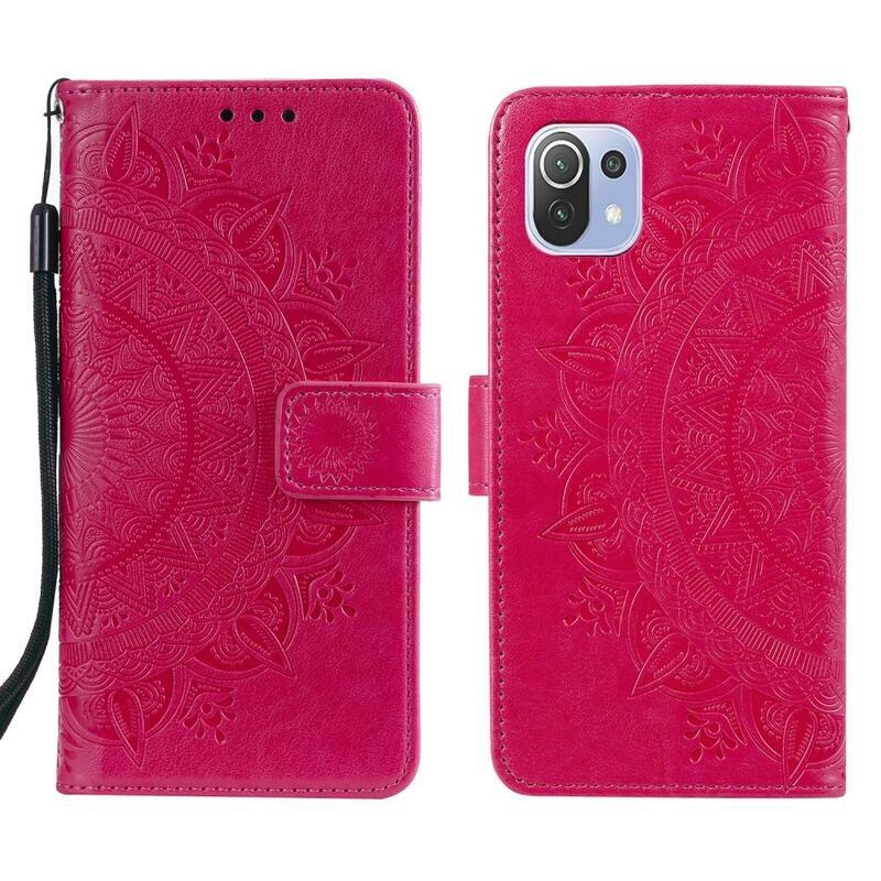 Mandala PU kožené peněženkové pouzdro na mobil Xiaomi Mi 11 Lite 4G/5G/11 Lite 5G NE - rose