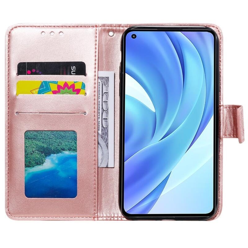 Mandala PU kožené peněženkové pouzdro na mobil Xiaomi Mi 11 Lite 4G/5G/11 Lite 5G NE - růžovozlaté