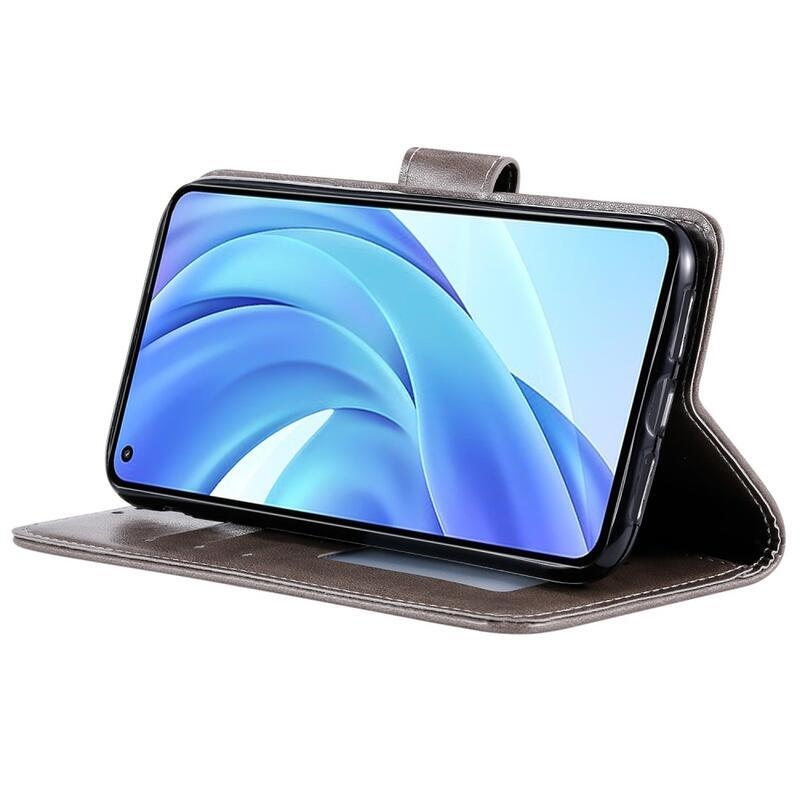 Mandala PU kožené peněženkové pouzdro na mobil Xiaomi Mi 11 Lite 4G/5G/11 Lite 5G NE - šedé